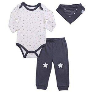 Unisex Newborn Long Sleeve Bodysuit Pant Bib Set